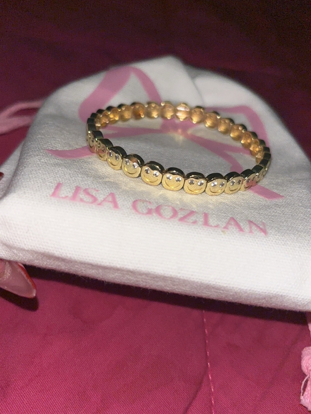 Gold Smiley Face Bead Bracelet